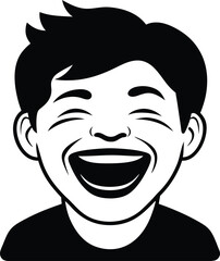Laughing Expression Silhouette Vector Art Illustration