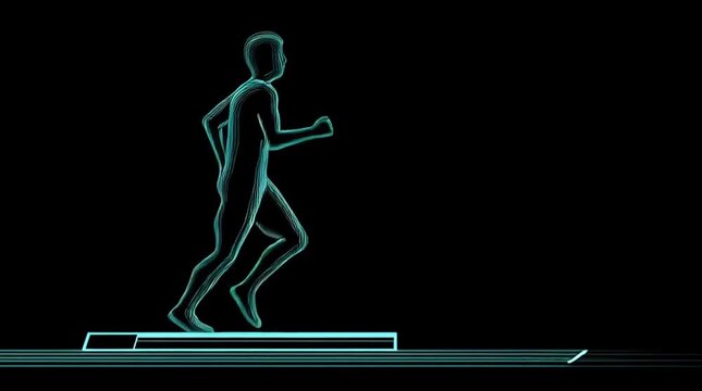 Flat Design Walking Person on Treadmill &ndash; Digital Fitness Training Illustration
