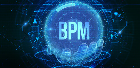 BPM Business process management system technology concept. 3d illustration