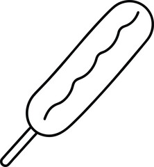 Simple Line Art Icon of a Corn Dog with Wavy Sauce Drizzle