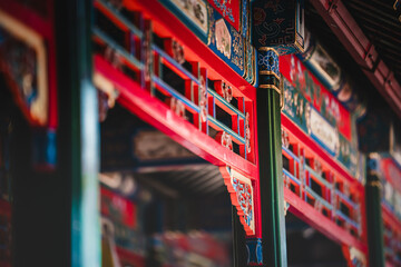 Beijing's Prince Kung's Palace Museum features a tranquil, symmetrical courtyard displaying...