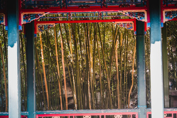 Beijing's Prince Kung's Palace Museum features an ornate roof with symmetrical patterns on...