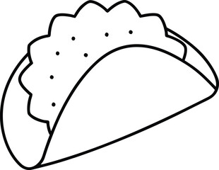 Simple Line Art Illustration of a Delicious Taco with a Scalloped Edge
