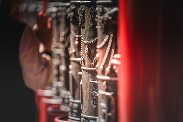 Intricate carvings adorn a dark wooden structure within the Beijing Kung's Palace Museum,...