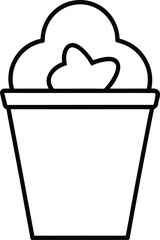 Simple Outline Icon of a Cupcake with Swirled Frosting and a Heart Shape