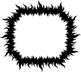 Fiery frame graphic element with flickering flames for bold designs and creative projects