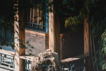 Intricate carvings decorate a stately palace, possibly within Beijing's Prince Kung's Palace...