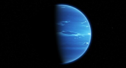 Neptune planet with clouds in dark space
