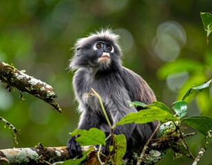 Obraz premium Gray monkey in jungle