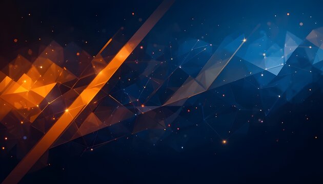 Dark Blue and Orange Shiny Triangle Abstract Background – Futuristic Corporate Vector Presentation Design