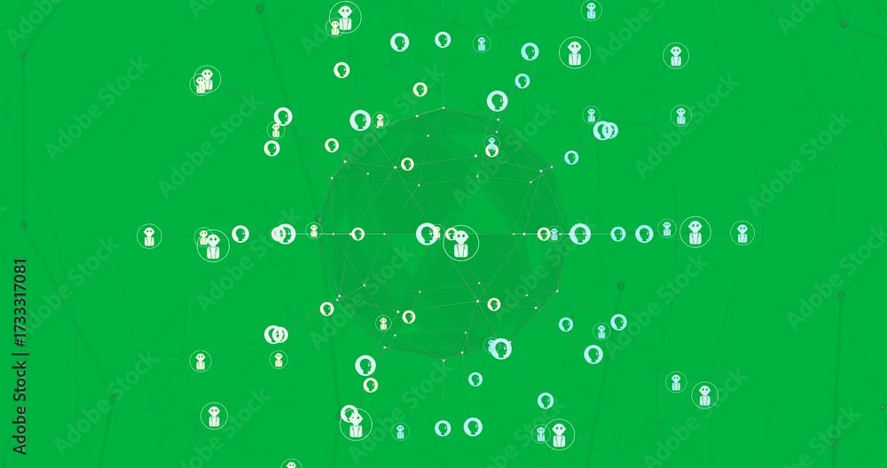 Wall mural animation of ai chat network of connections on transparent background