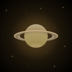 Saturn vector illustration on dark background.