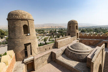 Hisor Fortress aerial view, historical landmark in Tajikistan
