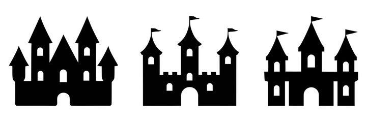 Obraz premium silhouette castles with flags and towers
