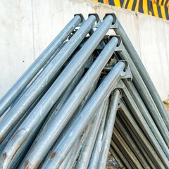 Obraz premium Stacked metal scaffolding