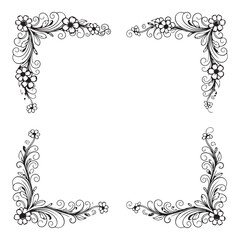 Cut  floral square frame silhouette template design vector art illustration