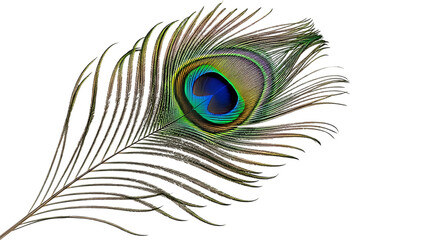 Fototapeta premium Close up of a vibrant peacock feather eye on black background