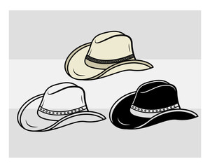 Cowboy Hat Silhouette, Cowboy Hat Svg, Southwestern svg, Country Hat, Western Svg, Hat Svg, Cowgirl Png, Cowboy Svg Images,
