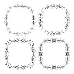 Cut  floral square frame silhouette template design vector art illustration