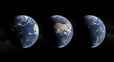 Earth in stages day and night transition across the globe in space