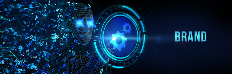 Brand development marketing strategy concept. Business, technology, internet and networking concept. 3d illustration