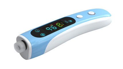 Blue and white digital thermometer isolated on transparent background