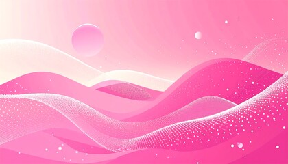 Abstract pink landscape with smooth, wavy hills and soft light