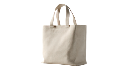 Natural canvas tote bag isolated on transparent background