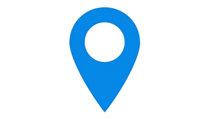 A stylized blue location pin symbol, isolated on a white background, commonly used in map applications