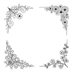 Cut  floral square frame silhouette template design vector art illustration