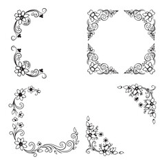 Cut  floral square frame silhouette template design vector art illustration