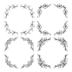 Cut  floral square frame silhouette template design vector art illustration