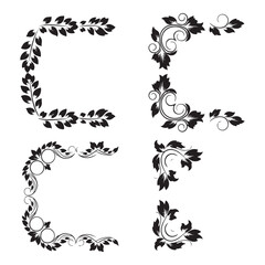 Cut  floral square frame silhouette template design vector art illustration