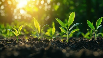 Sprouting plants sunlight