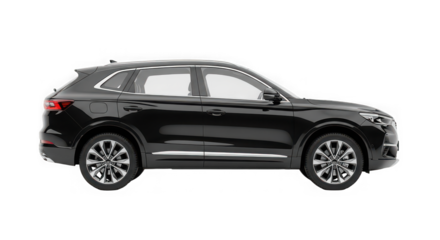 Black SUV car side view isolated on white background for automotive industry