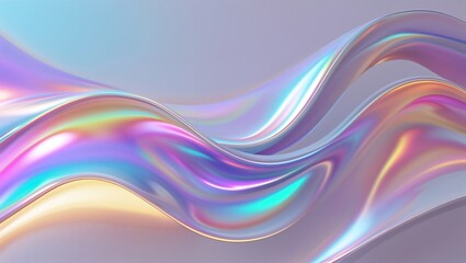Iridescent Holographic Wave Background | Abstract Fluid Design with Rainbow Hues for Fashion & Tech

