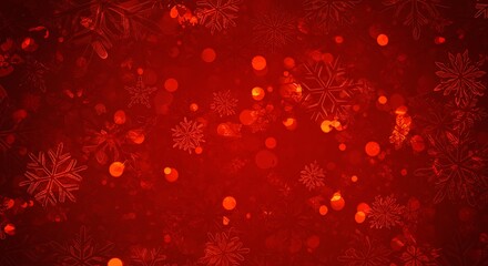 Red background with blurred lights and snowflake patterns abstract festive design