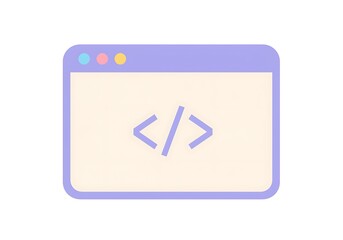 Minimalist Code Window Illustration for Web Development and Programming Concepts Suitable for Design Projects and Tech Presentations