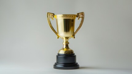 Golden Trophy with Black Base on White Background