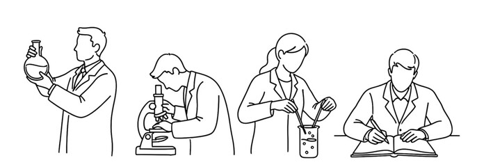 Science and Research Line Art Illustration