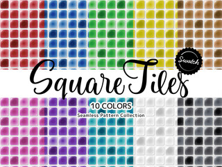 色違いのシームレスパターンのセット 四角タイル