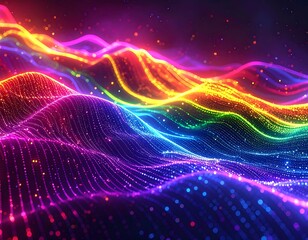 Abstract rainbow digital landscape