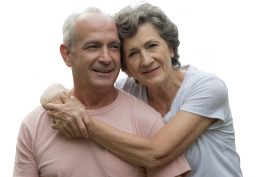 Heartwarming portrait of an elderly couple embracing with love and affection captured together transparent background - Powered by Adobe