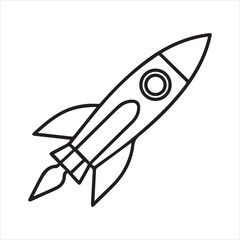 Rocket Line Icon – Simple Rocket Outline Vector