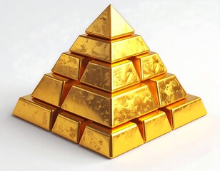 Gold pyramid stacked with rectangular bars