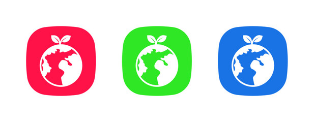 Eco-friendly globe icon with leaf sprouting on top, symbolizing sustainability and green energy.