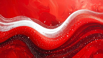 Abstract red and white wavy design
