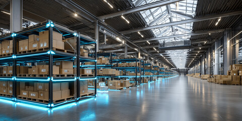 Obraz premium Optimizing supply chain tracking with blockchain technology in modern warehousing environments