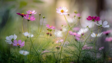 dew. Flower arrangement in a morning garden with natural light and dew. gardening catalogs, home-decor guides, designed for gardening and botanical catalogs, enhances decor appeal.