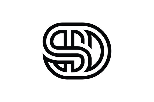 A black and white monogram logo with the letters s d and p intertwined design